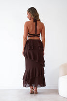 Oh Hello Clothing Women > Clothing > Dresses 1*DONE-Caterina Tiered Halter Maxi Dress |Brown