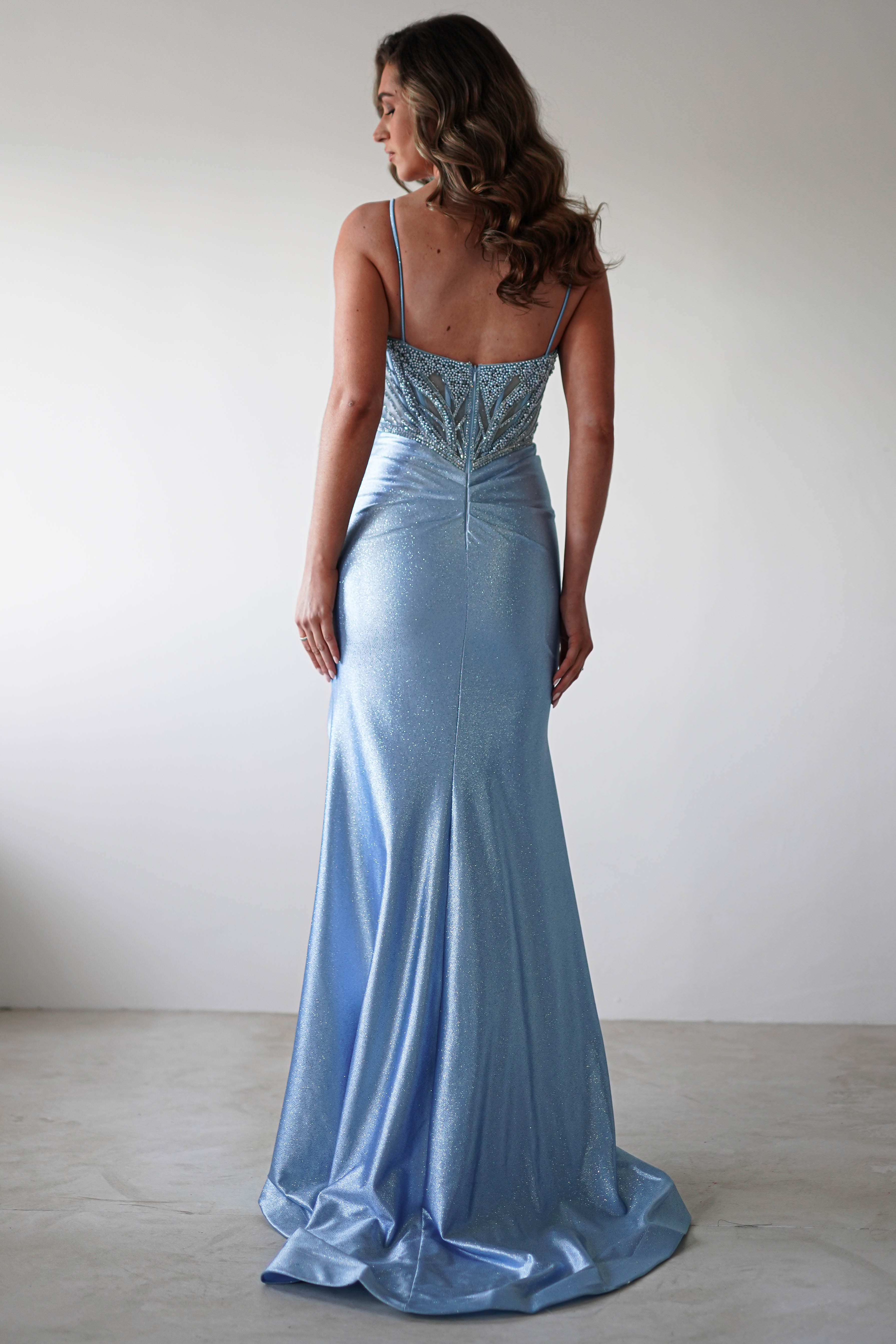 Tiah Glitter Embellished Gown | Blue