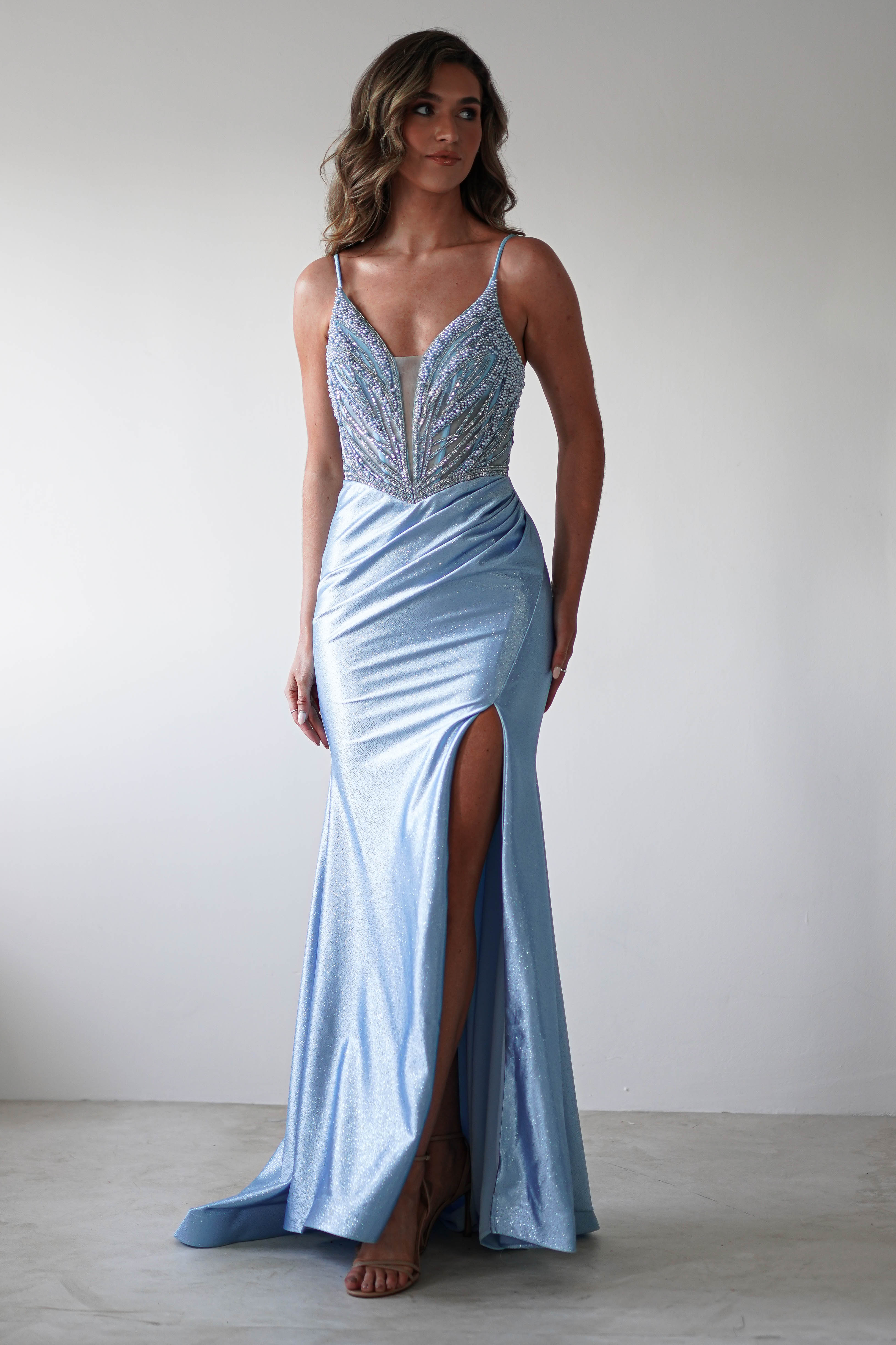 Tiah Glitter Embellished Gown | Blue