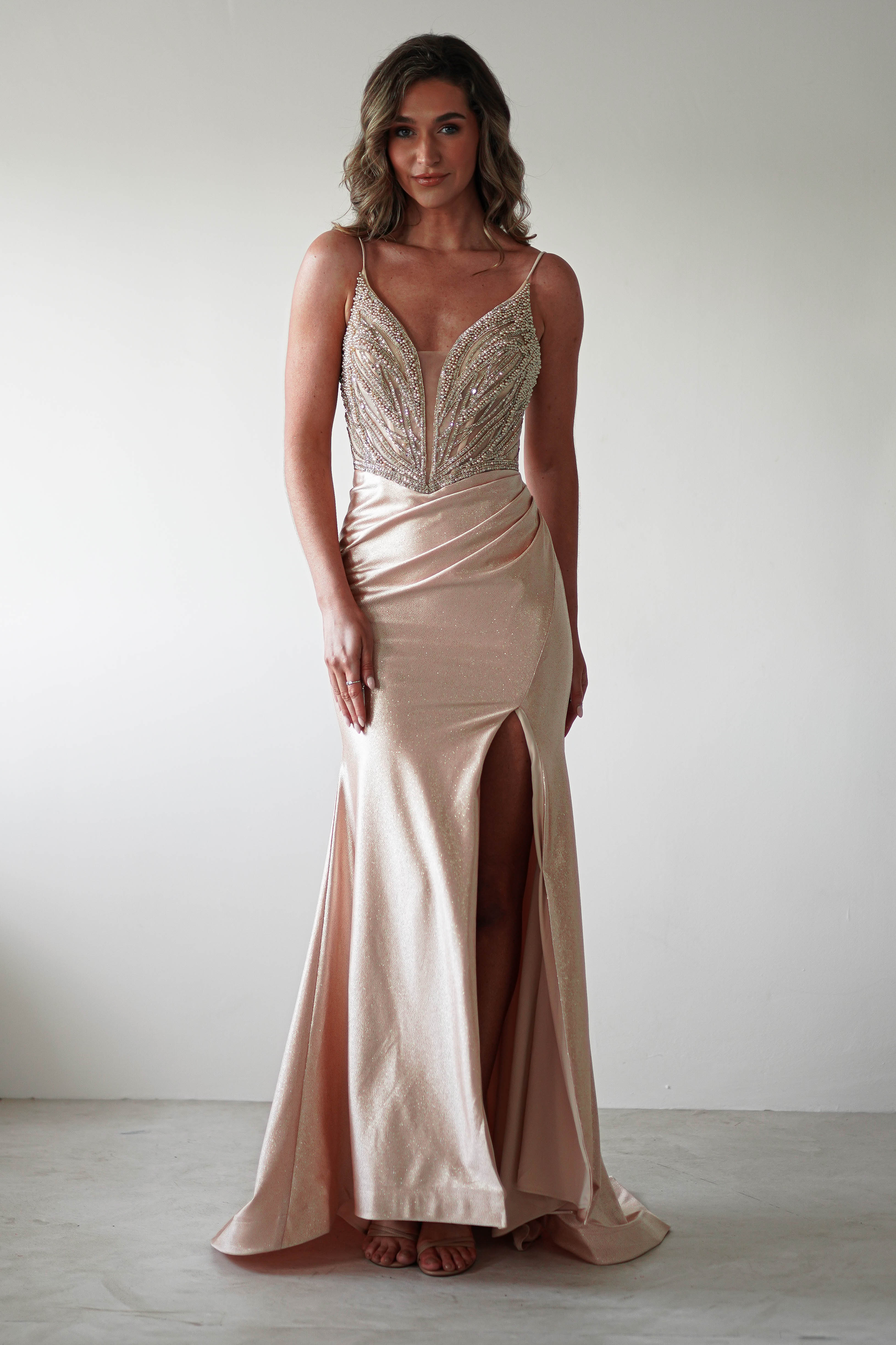 Tiah Glitter Embellished Gown | Gold