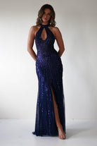 Santana Beaded Keyhole Gown | Midnight | Debs & Prom | Formal Gown | Oh Hello Clothing