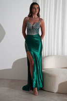 Alexis Glitter Shimmer Gown | Emerald Green | Debs & Prom | Formal Gown | Oh Hello Clothing