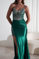 Alexis Glitter Shimmer Gown | Emerald Green | Debs & Prom | Formal Gown | Oh Hello Clothing