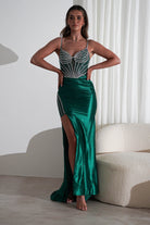 Alexis Glitter Shimmer Gown | Emerald Green | Debs & Prom | Formal Gown | Oh Hello Clothing