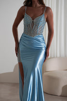 Alexis Glitter Shimmer Gown | Light Blue | Debs & Prom | Formal Gown | Oh Hello Clothing