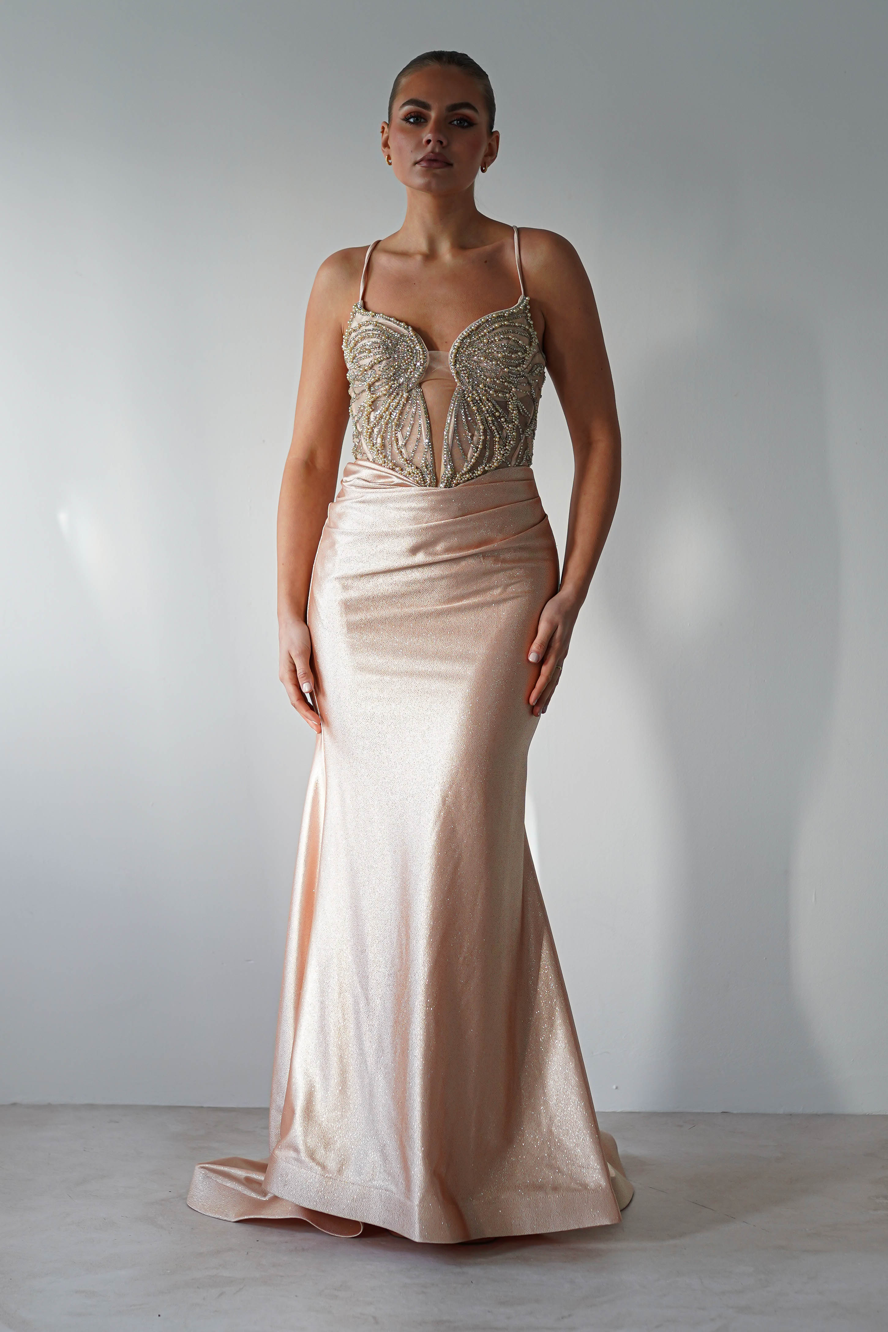 The Butterfly Embellished Bodycon Gown | Gold