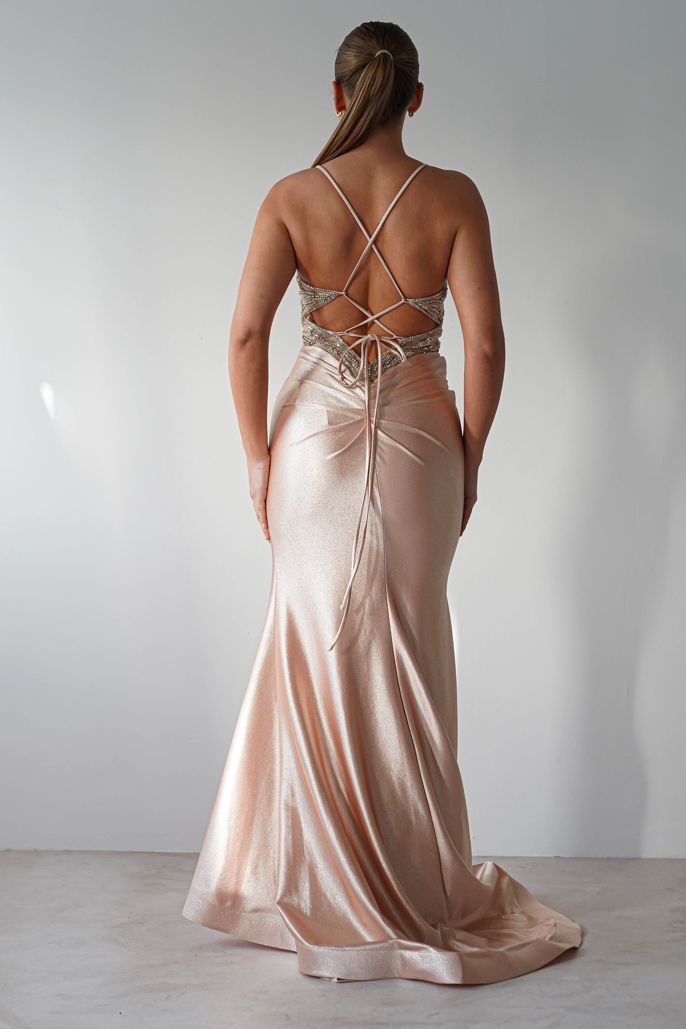 The Butterfly Embellished Bodycon Gown | Gold