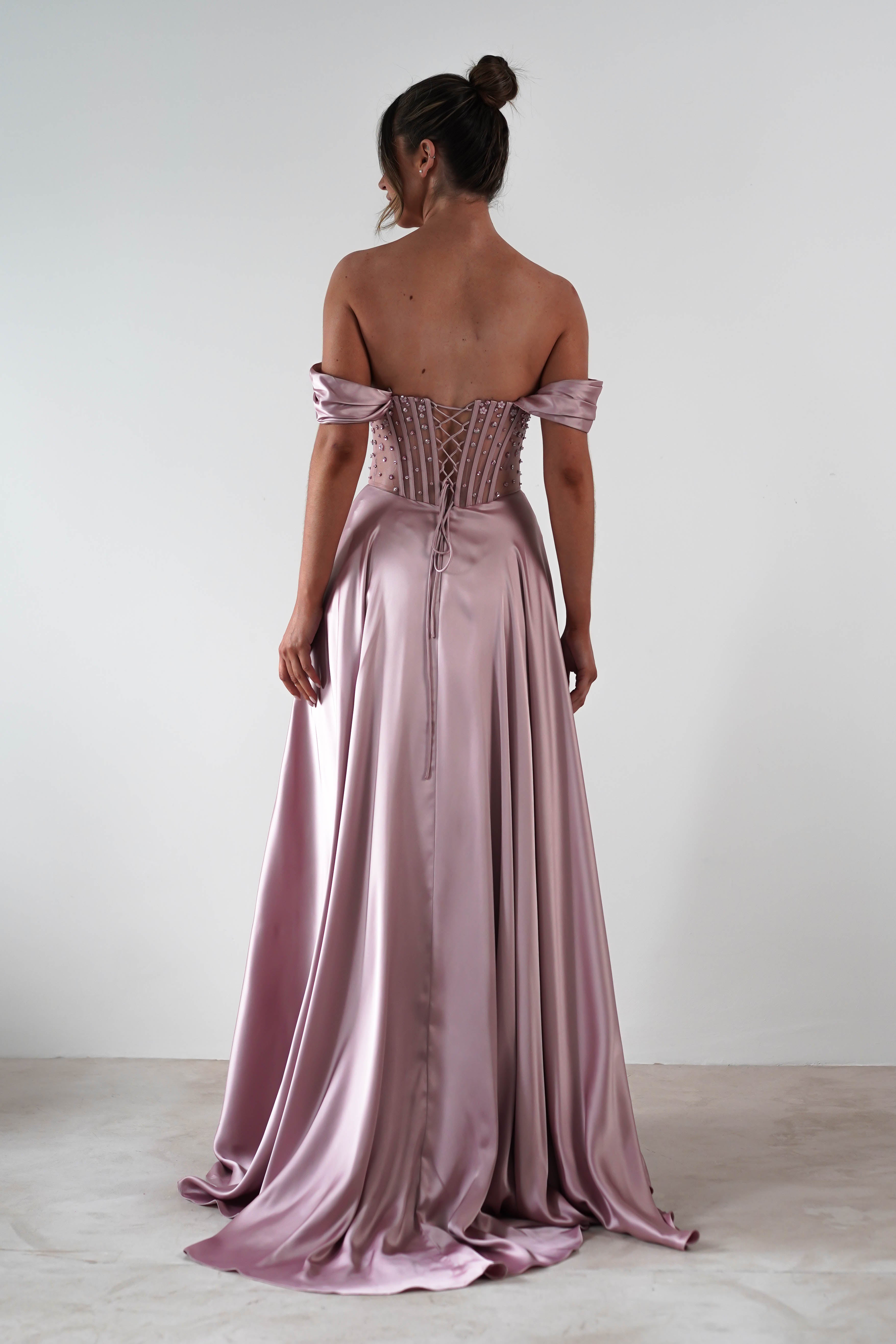 Tullie Satin A-Line Maxi Dress | Mauve