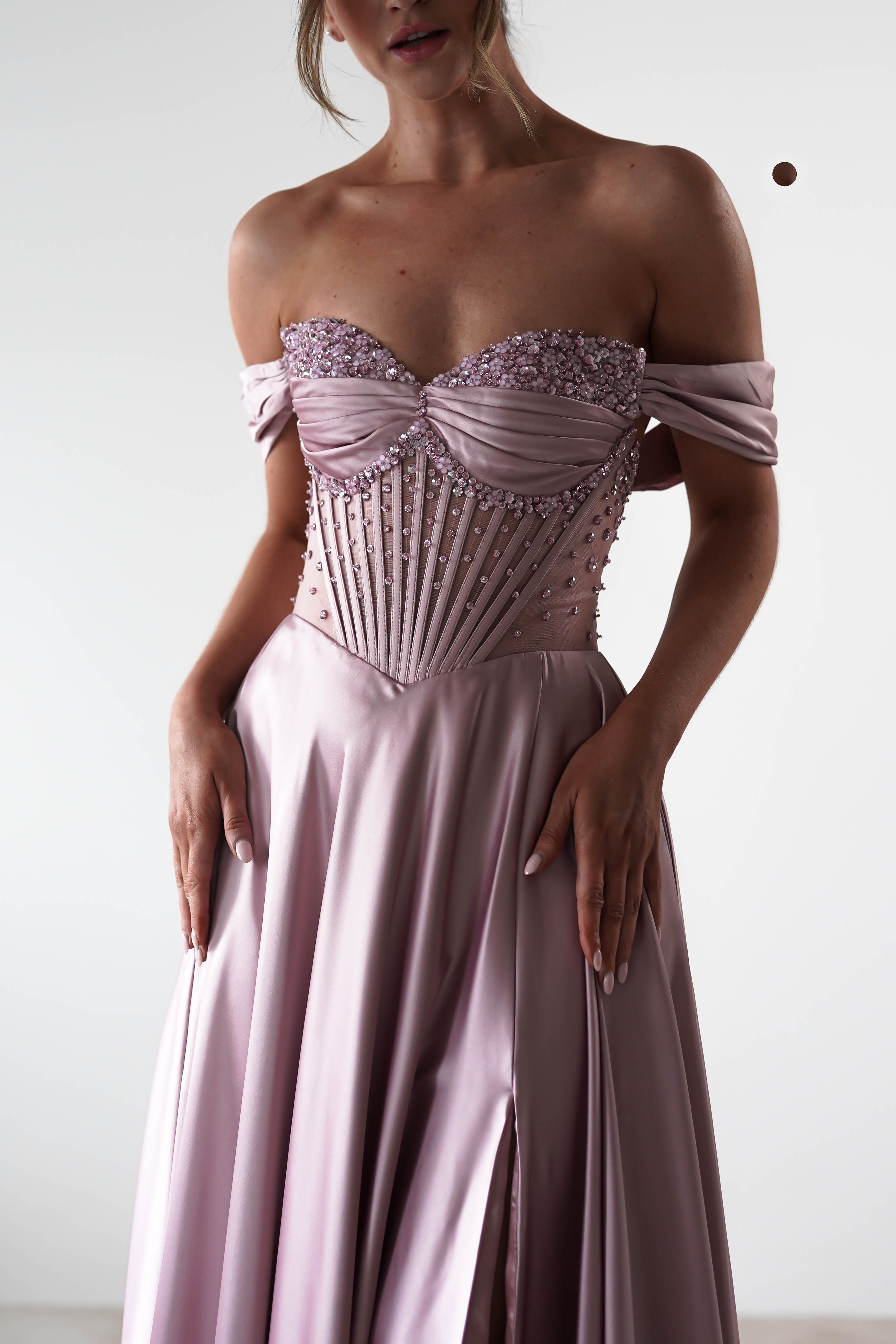 Tullie Satin A-Line Maxi Dress | Mauve