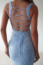 Halo Square Neck Sequin Maxi Gown | Blue | Debs & Prom | Formal Gown | Oh Hello Clothing