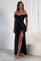 Serena Off The Shoulder Gown | Black | Debs & Prom | Formal Gown | Oh Hello Clothing