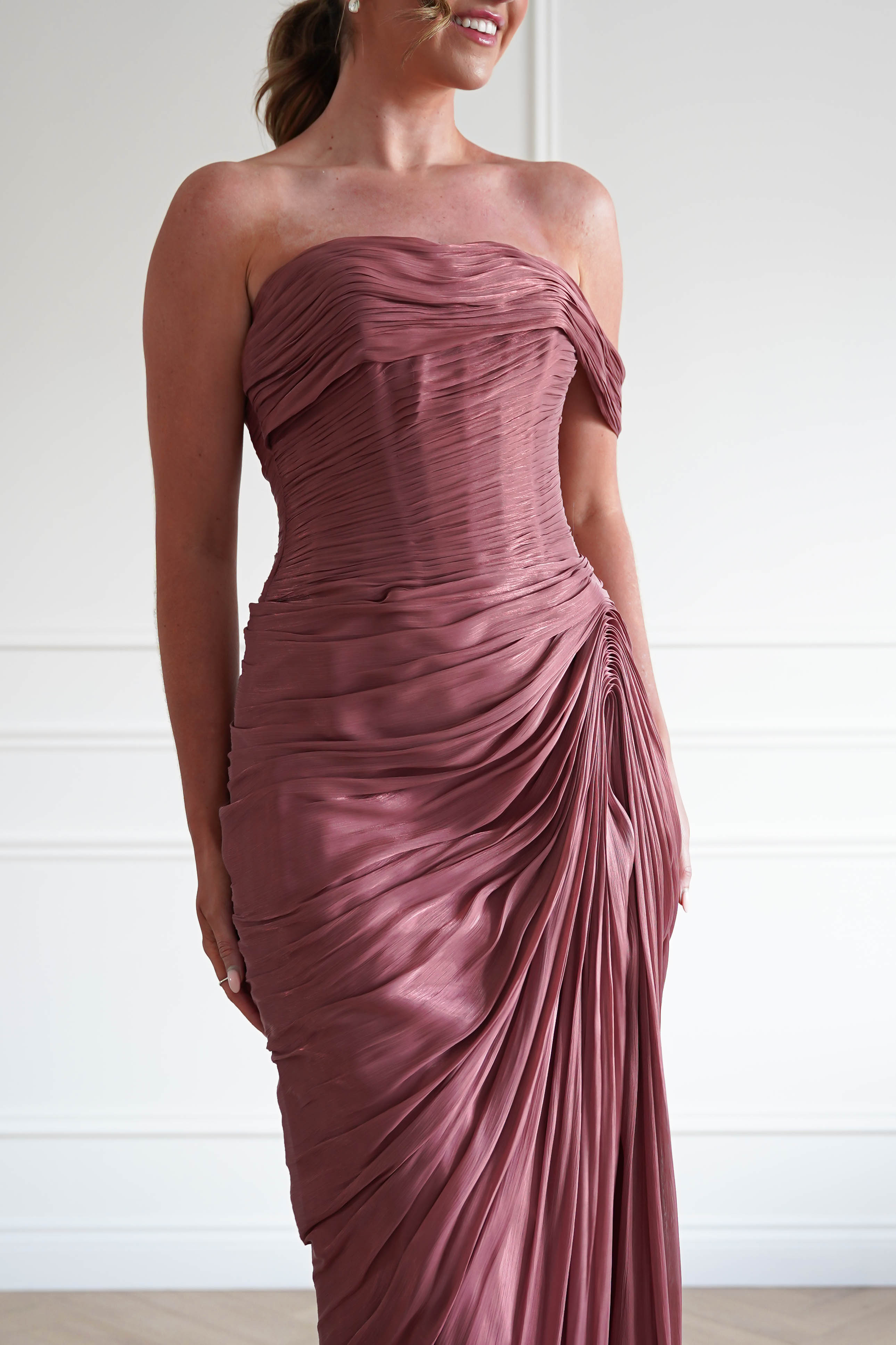 Oh Hello Clothing Dresses > Prom Dresses 1*DONE-CD416- SIENNA ROSE Ruched Draped Maxi Dress