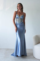 Vera Embellished Bodycon Gown | Dusty Blue | Debs & Prom | Formal Gown | Oh Hello Clothing