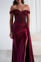 Marsela Lace Bodice Gown | Burgundy | Debs & Prom | Formal Gown | Oh Hello Clothing