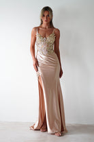 Regina Embellished Bodice Gown | Champagne/Gold | Debs & Prom | Formal Gown | Oh Hello Clothing