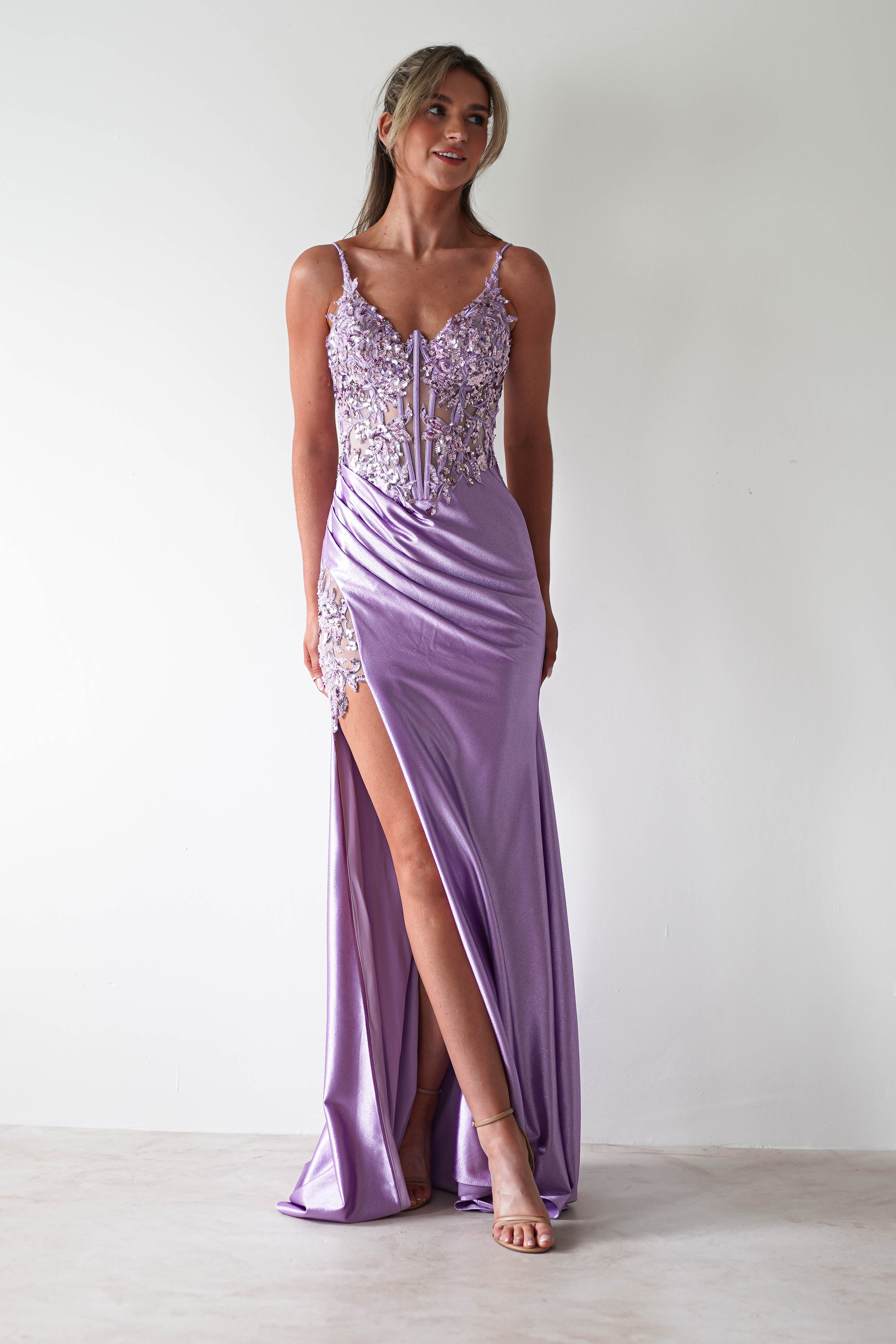 Regina Embellished Bodice Gown | Lavendar
