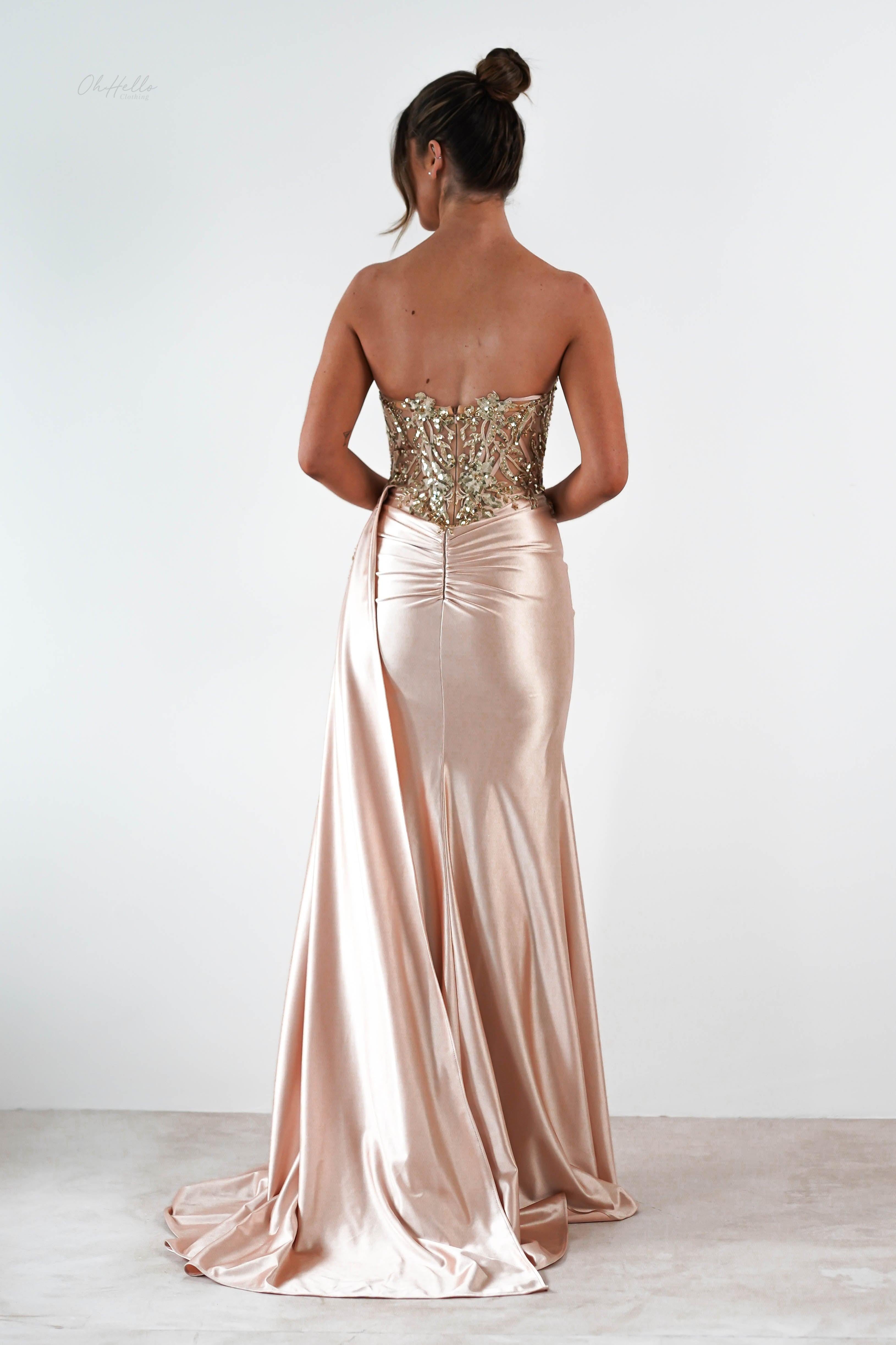 Saraya Bodycon Embellished Gown | Gold | Debs & Prom | Formal Gown | Oh Hello Clothing