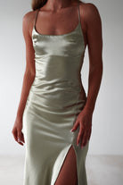 Celinee Satin Maxi Gown | Sage | Debs & Prom | Formal Gown | Oh Hello Clothing