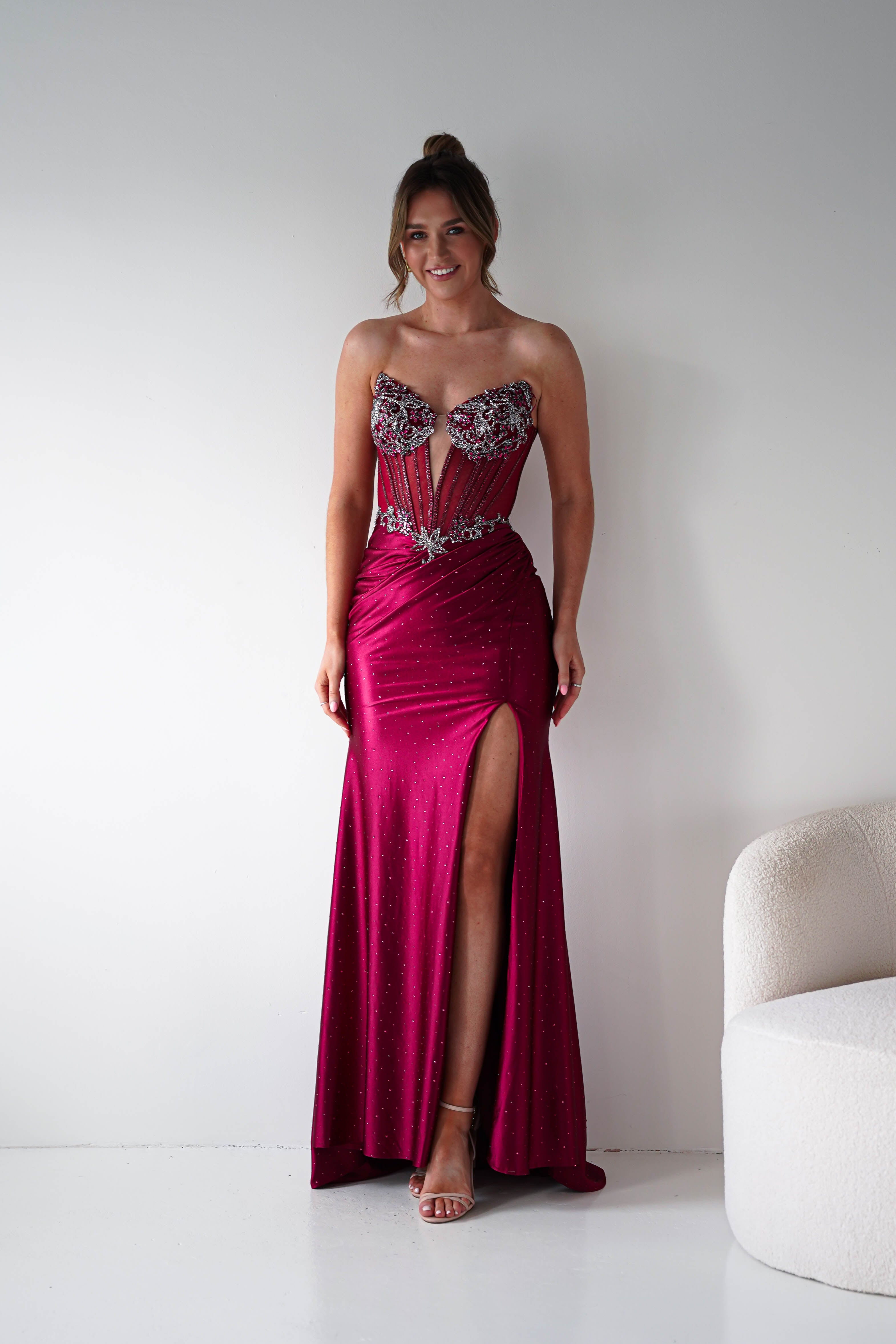 Oh Hello Clothing Women > Clothing > Dresses 1*DONE - Cinderalla-C172- BURGUNDY GOWN