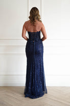 Oh Hello Clothing Women > Clothing > Dresses 1*DONE -CINDERALLA-CC398-Beaded Corset Maxi Dress in NAVY  (Copy)