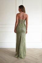 Oh Hello Clothing Women > Clothing > Dresses 1*DONE -CINDERALLA-CC398-Beaded Corset Maxi Dress in Sage Green
