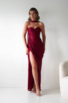 Oh Hello Clothing Women > Clothing > Dresses 1*DONE -CINDERALLA-CD411-BURGUNDY GOWN WITH MATCHING SCARF