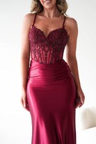 Oh Hello Clothing Dresses 1*DONE - Cinderalla- Embellished Corset Evening Gown x4 colours- Burgundy