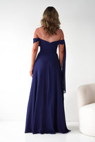 Oh Hello Clothing Dresses 1*DONE -CINDERALLA-NAVY DRESS DRAPE DSEIGN ON ONE SIDE- T716 (Copy)
