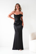 Oh Hello Clothing Dresses 1*DONE - CINDERALLA- One-Shoulder Draped Evening Gown- Black