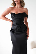 Oh Hello Clothing Dresses 1*DONE - CINDERALLA- One-Shoulder Draped Evening Gown- Black