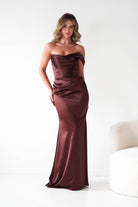 Oh Hello Clothing Dresses 1*DONE - CINDERALLA- One-Shoulder Draped Evening Gown- Brown