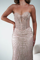 Oh Hello Clothing Dresses 1*DONE -Cinderalla- Rose gold-  Beaded Corset Gown