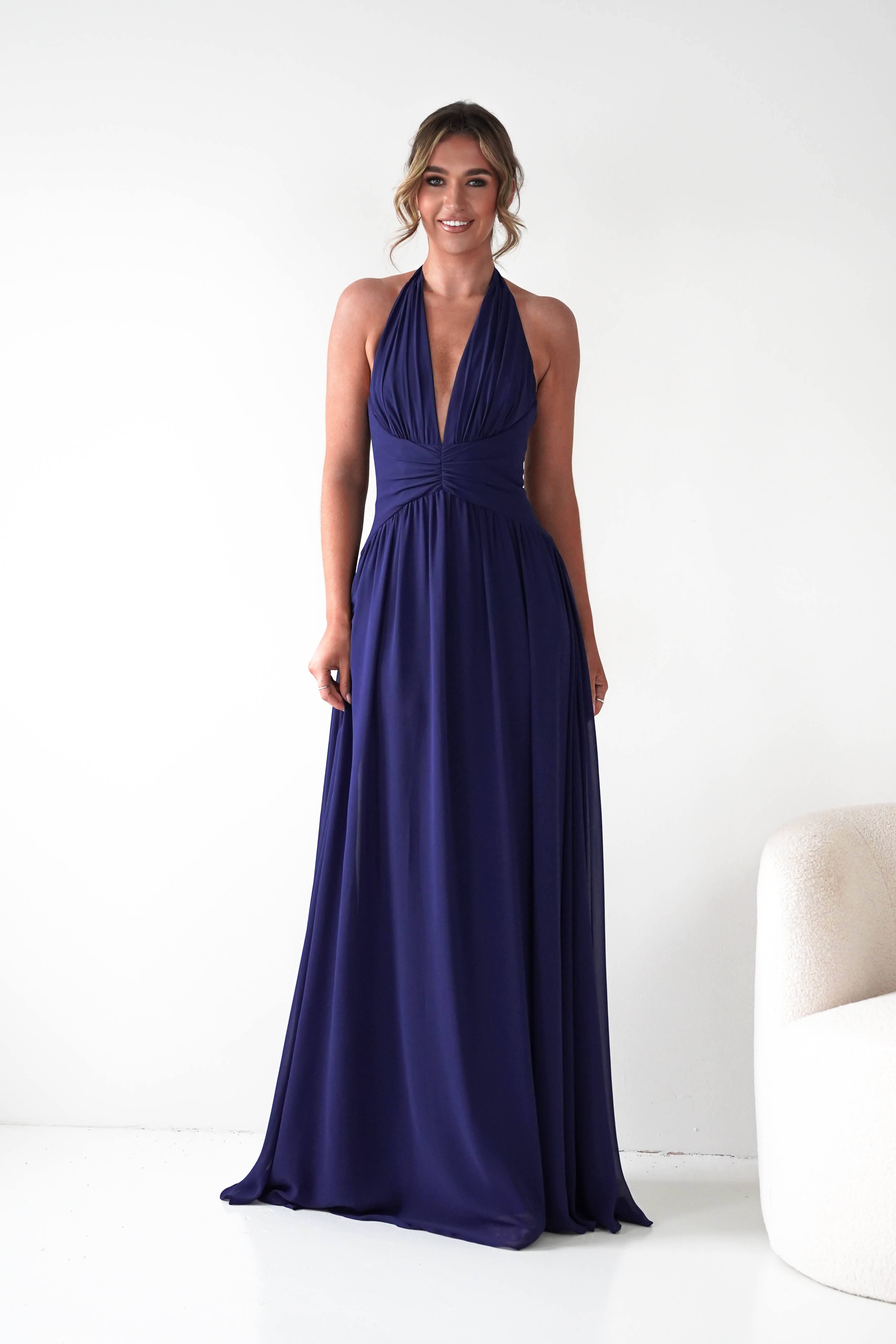 Oh Hello Clothing Dresses 1*DONE -CINDERALLA-T715 NAVY FLOWY DRESS