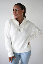 Oh Hello Clothing Women > Clothing > Knitwear ONE SIZE (6/12) 1*DONE-CLARA-SH730P-HALF ZIPWHITE JUMPER (Copy)