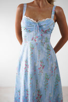 Lanie Skater Floral Cotton Midi Dress Blue | Wedding Guest Dress | Midi | Skater | Oh Hello Clothing