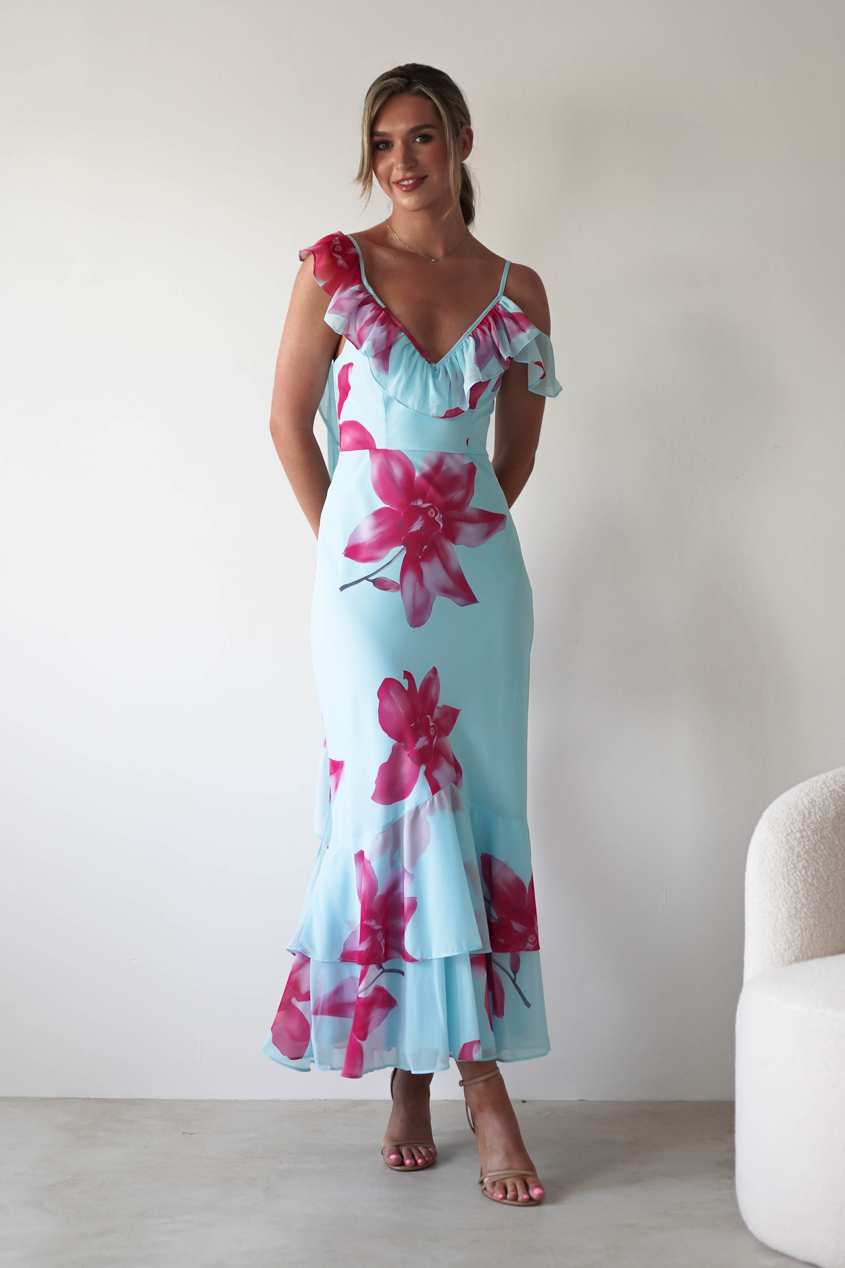 Leonie Floral Print Maxi Dress | Blue