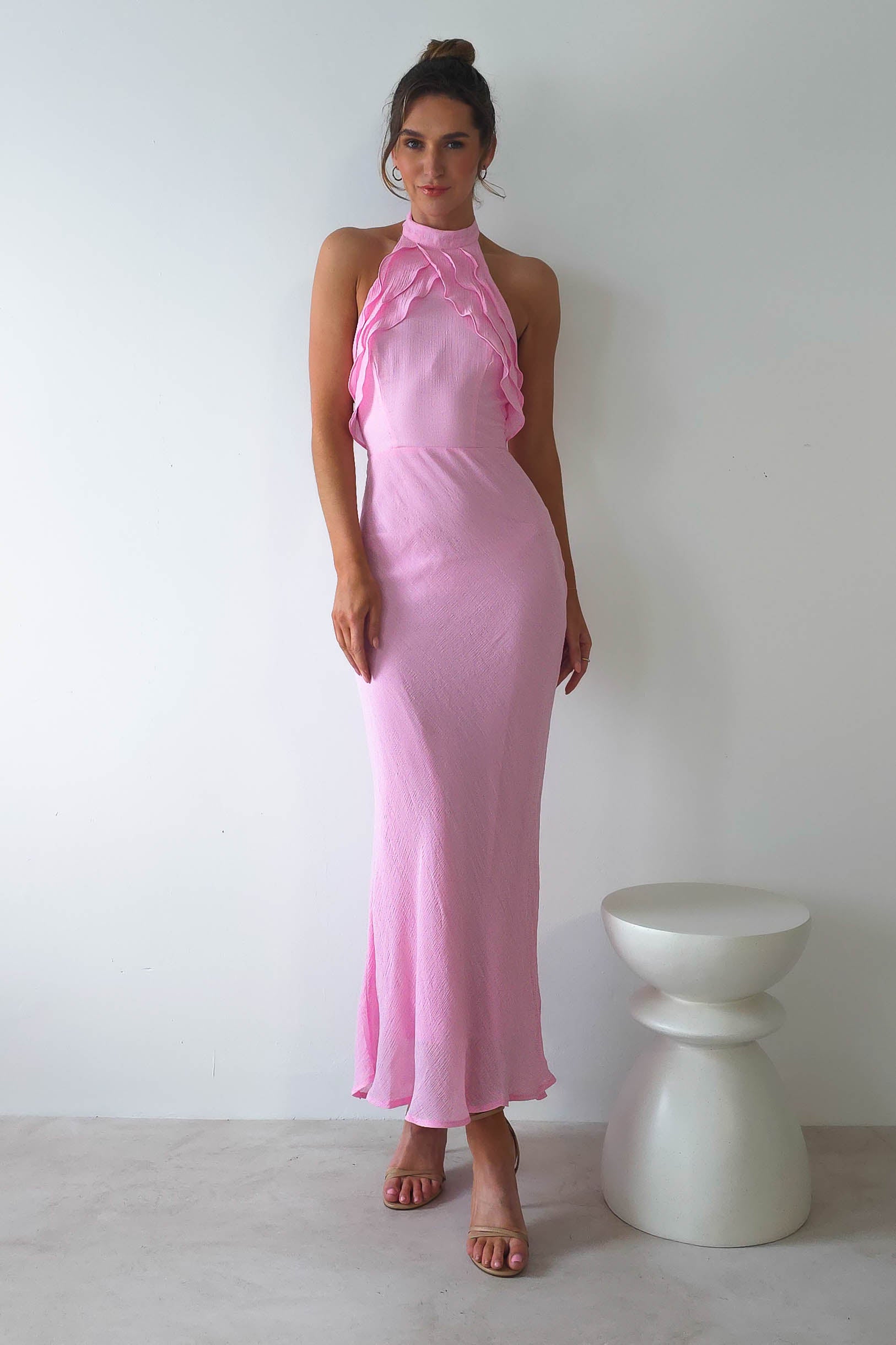 Latea Halterneck Maxi Dress | Pink