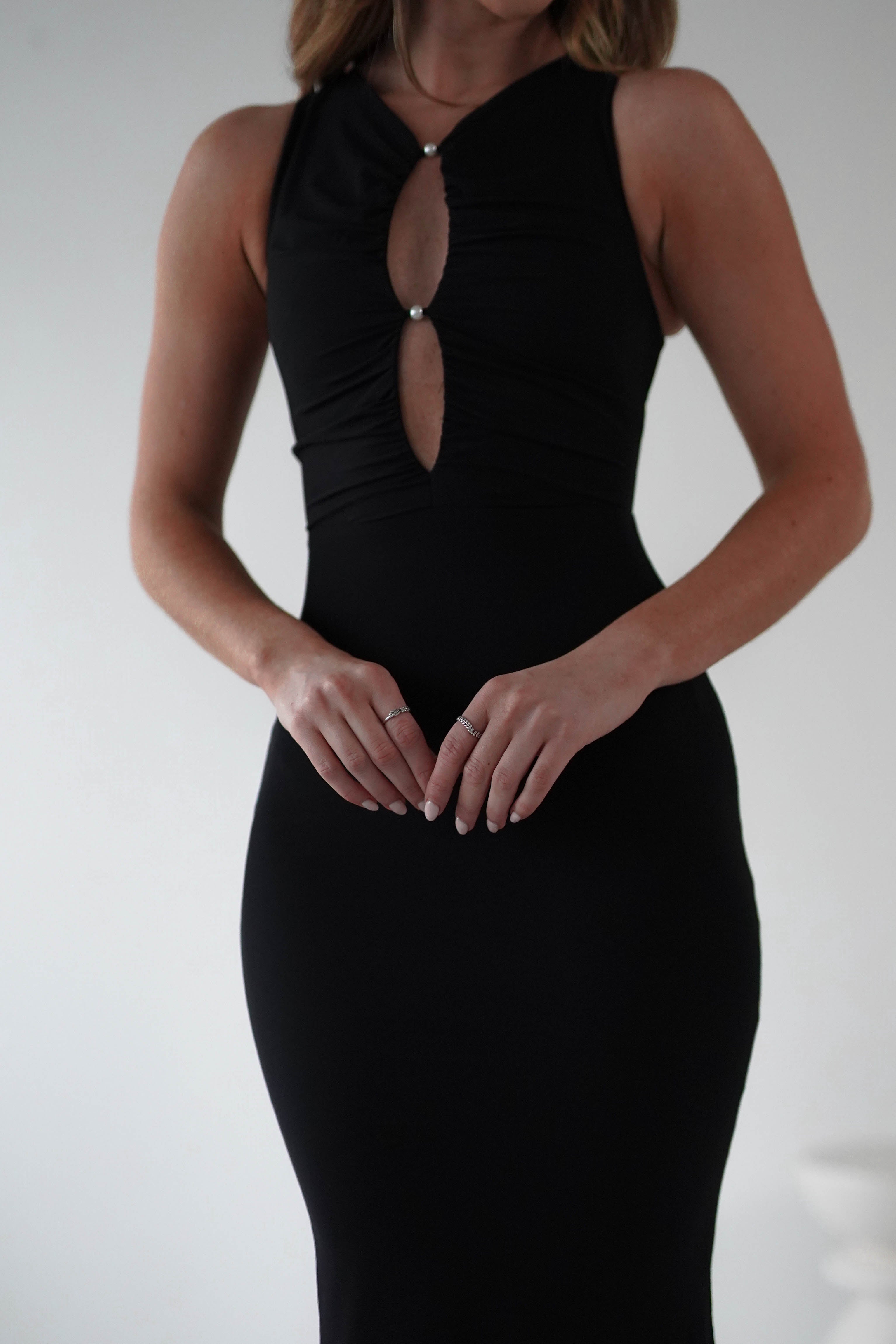 Hallie Mesh Bodycon Maxi Dress | Black