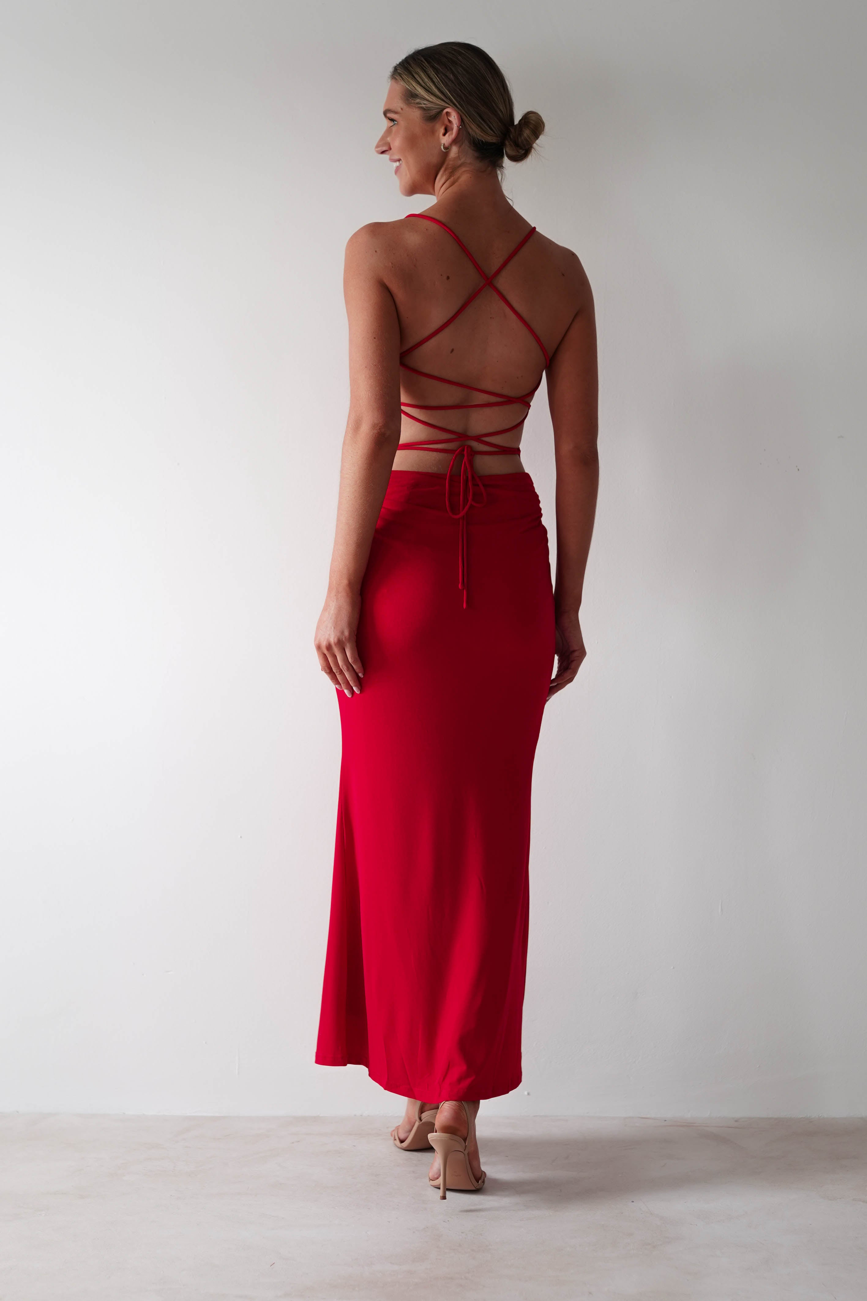 Luca Bodycon Midaxi Dress | Red