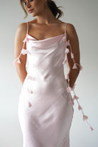 Daisy Cowl Neckline Satin Maxi Dress Light Pink | Wedding Guest Dress | Cowl Neck | Maxi | Oh Hello Clothing