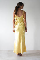 Daisy Cowl Neckline Satin Maxi Dress Yellow | Wedding Guest Dress | Cowl Neck | Maxi | Oh Hello Clothing