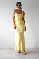 Daisy Cowl Neckline Satin Maxi Dress Yellow | Wedding Guest Dress | Cowl Neck | Maxi | Oh Hello Clothing