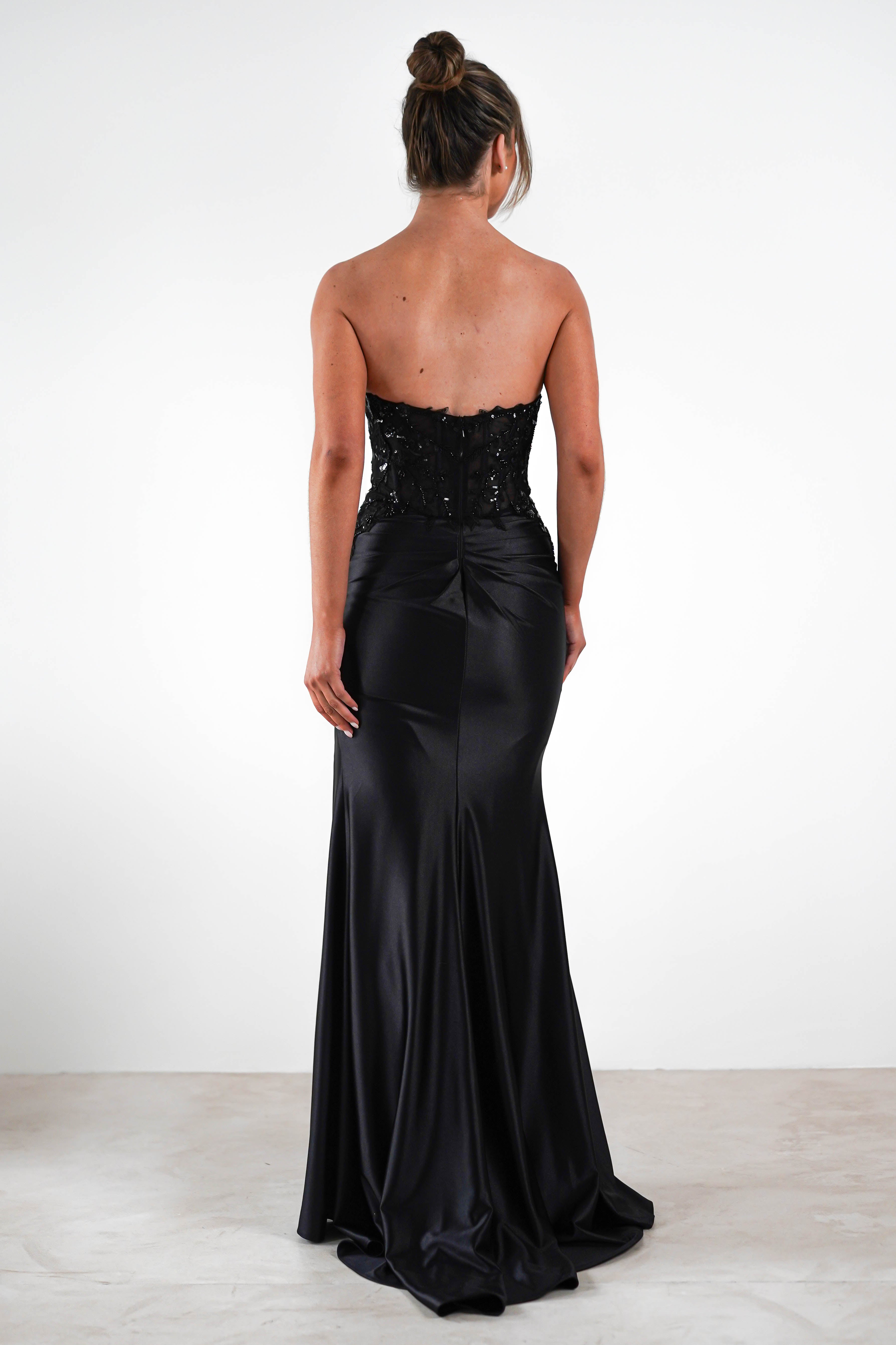 Dallas Luxe Embellished Gown | Black