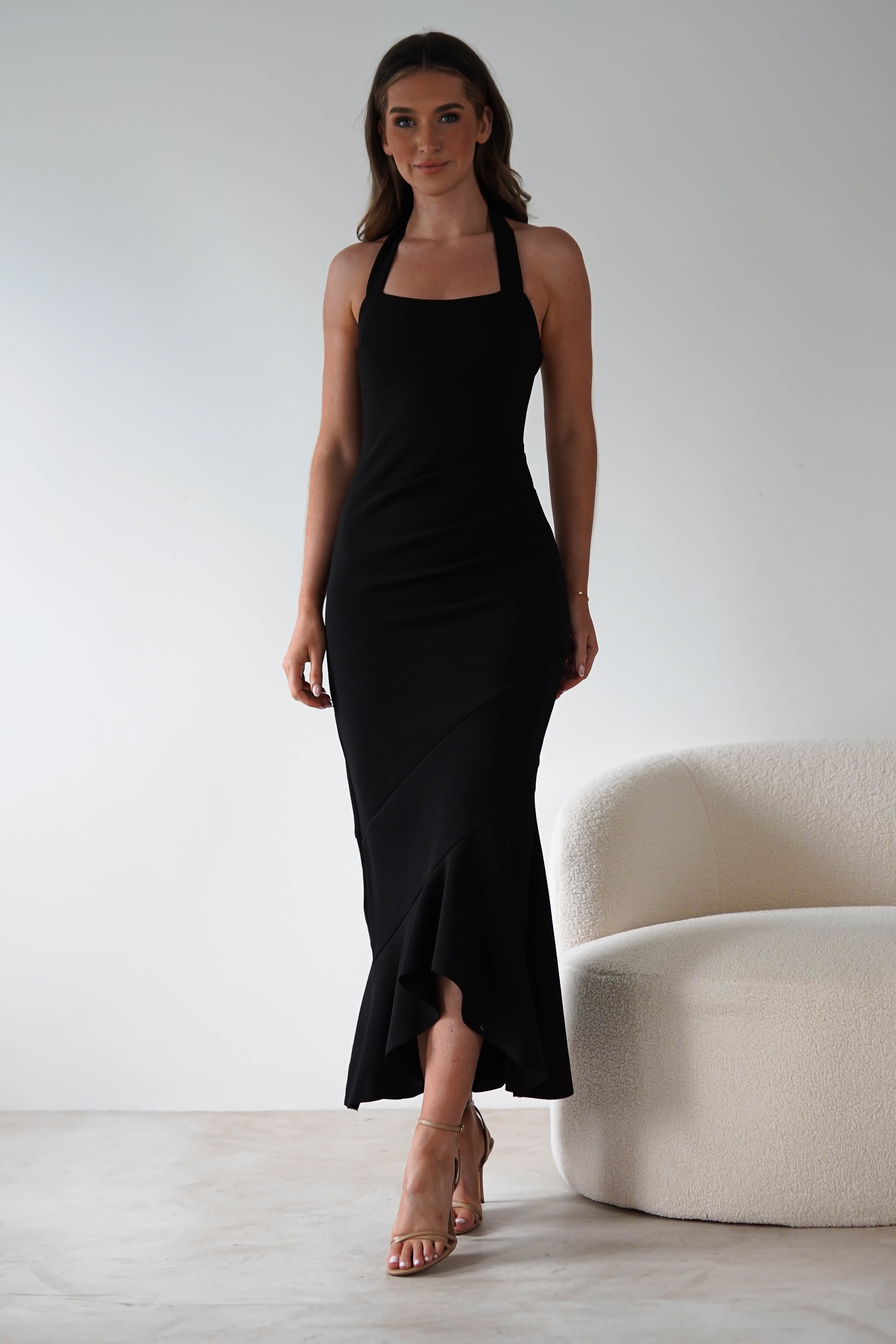 Damaris Textured Midi Dress | Black