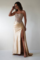 Diva Embellished Corset Gown | Gold | Debs & Prom | Formal Gown | Oh Hello Clothing