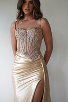 Diva Embellished Corset Gown | Gold | Debs & Prom | Formal Gown | Oh Hello Clothing