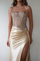 Diva Embellished Corset Gown | Gold | Debs & Prom | Formal Gown | Oh Hello Clothing