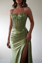 Diva Embellished Corset Gown | Green | Debs & Prom | Formal Gown | Oh Hello Clothing