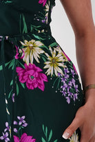 Oh Hello Clothing Women > Clothing > Dresses 1*DONE -DRESSFORUM-FD12140-Floral V-Neck Midi Dress GREEN