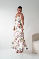 Oh Hello Clothing Women > Clothing > Dresses 1*DONE -DRESSFORUM-FD12770- SOFT CORAL Floral Tie-Shoulder Tiered Midi Dress